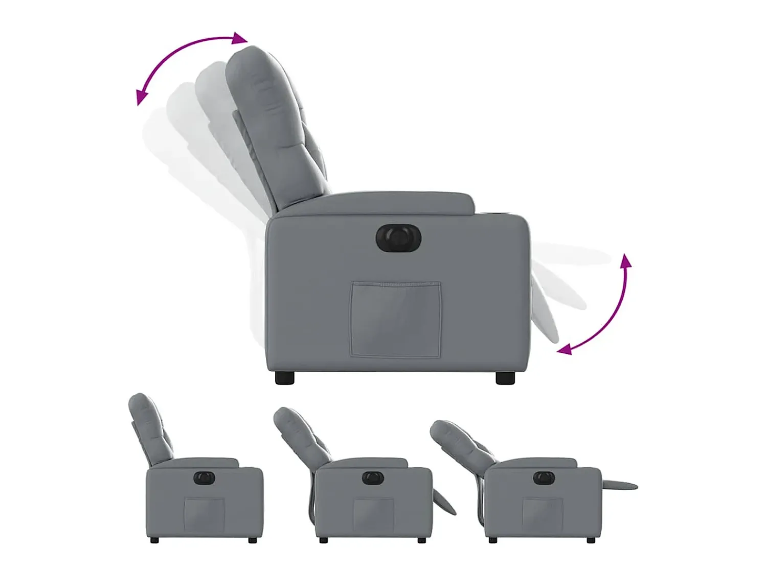 Poltrona| Poltrona Confortável | Poltrona reclinável elétrica couro artificial SHL503033 Cinzento