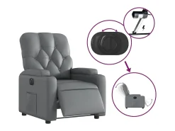 Poltrona| Poltrona Confortável | Poltrona reclinável elétrica couro artificial SHL503033 Cinzento