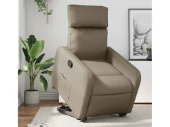 Poltrona| Poltrona Confortável | Poltrona reclinável elevatória couro artificial cor cappuccino SHL463492 Castanho