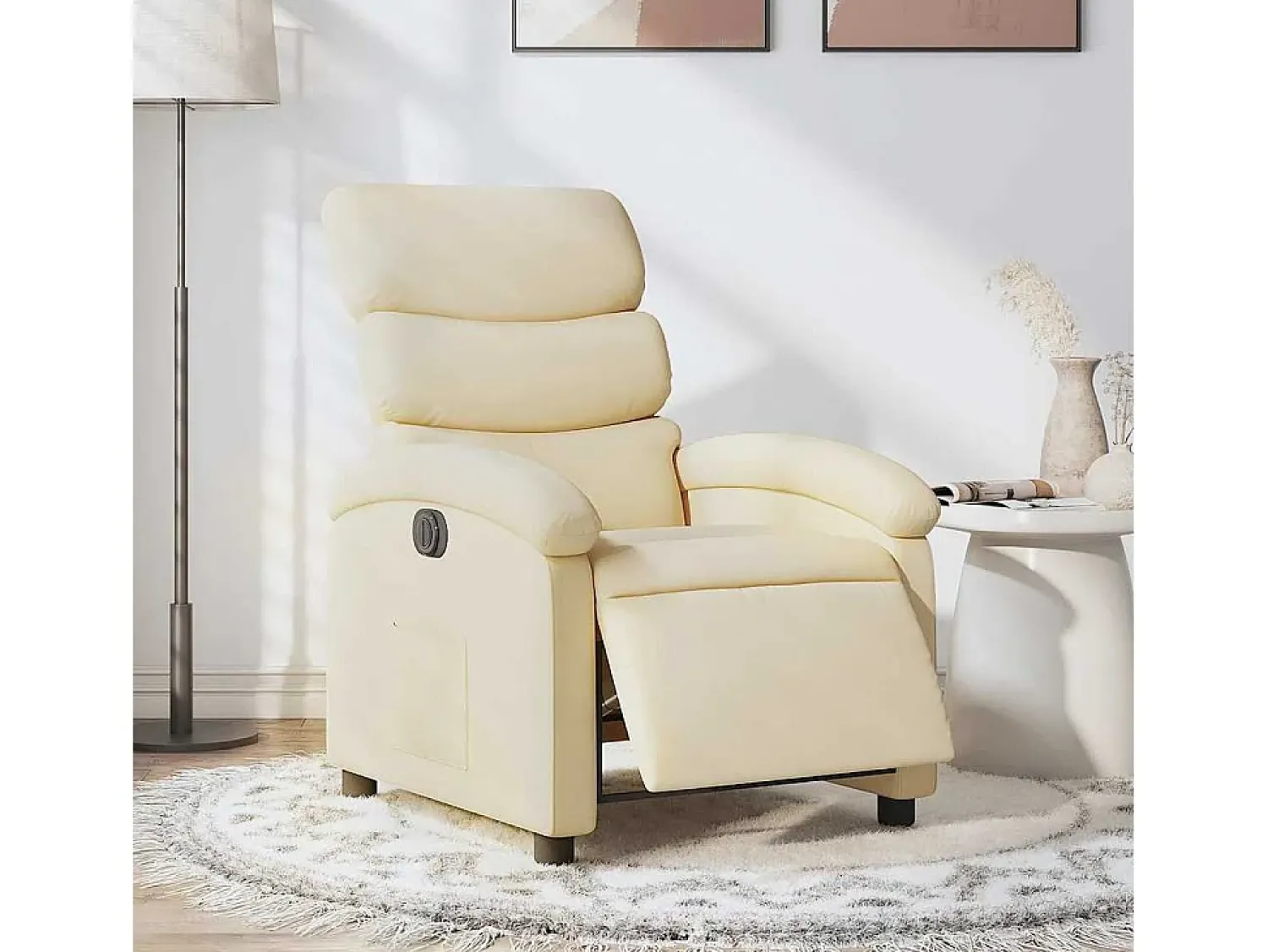 Hot Poltrona Confortável | Poltrona reclinável elétrica tecido cor SHL221157 Creme