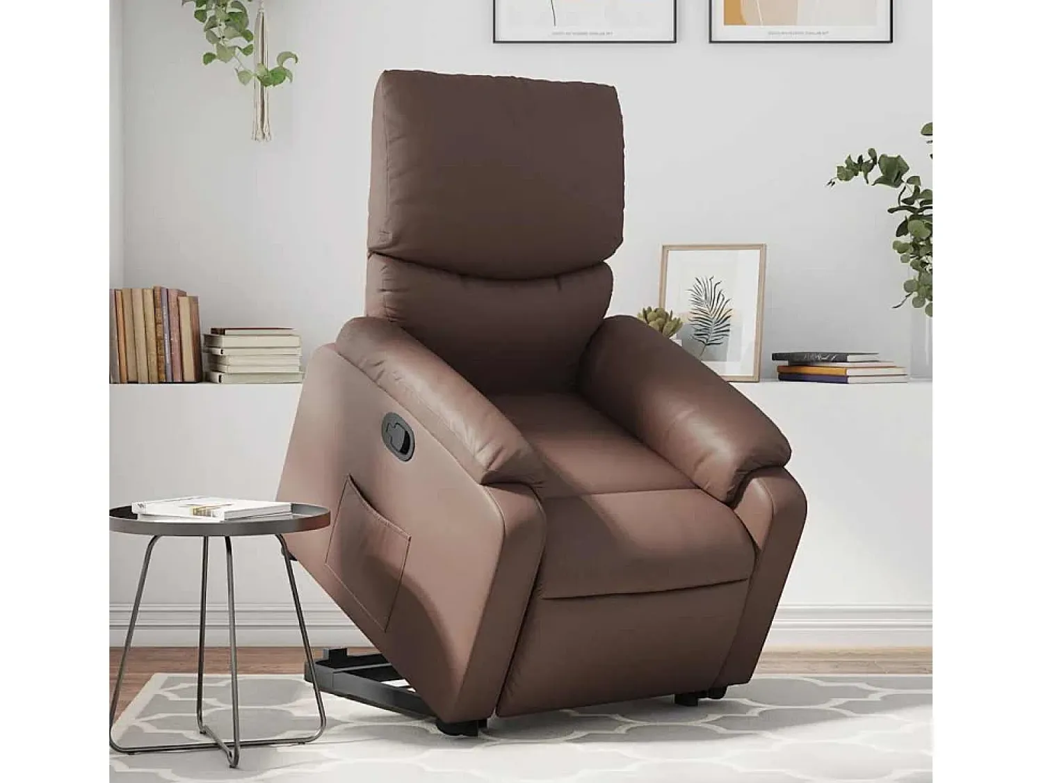 Poltrona| Poltrona Confortável | Poltrona reclinável elevatória couro artificial SHL790302 Castanho