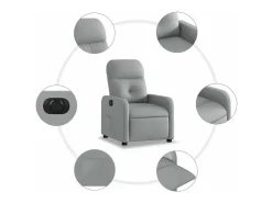 Poltrona| Poltrona Confortável | Poltrona reclinável elétrica tecido -claro SHL617951 Cinzento