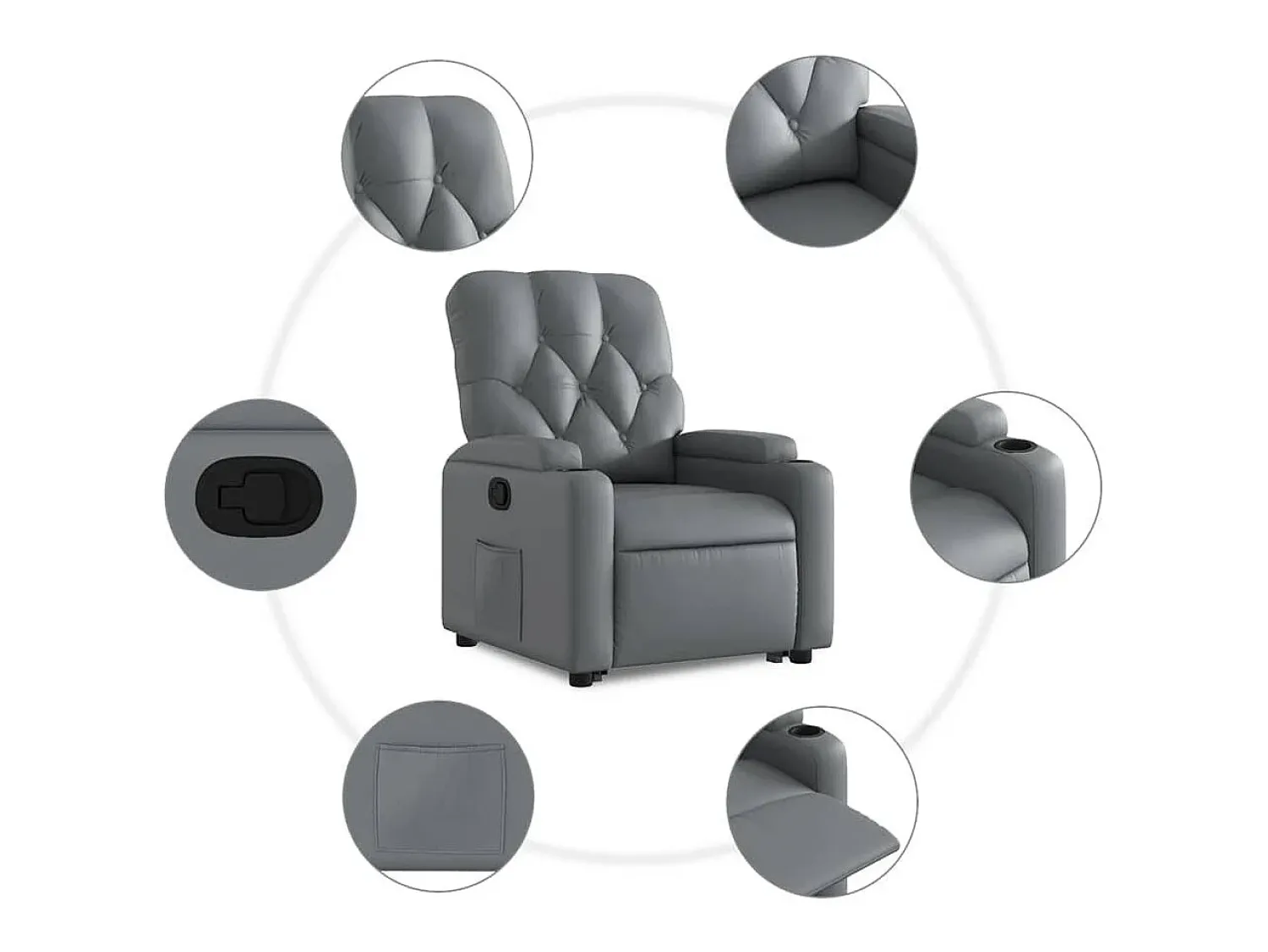 Poltrona Confortável | Poltrona reclinável elevatória couro artificial SHL11974^ Poltrona