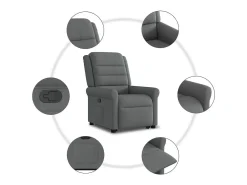 Poltrona* Poltrona Confortável | Poltrona reclinável elevatória tecido cinzento-escuro SHL884094 Cinza antracite