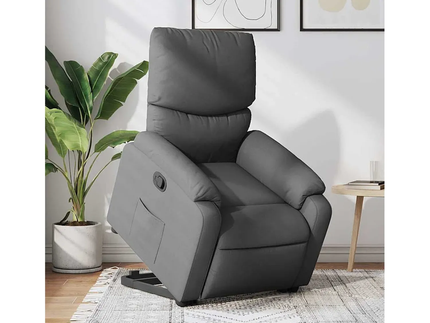 Online Poltrona Confortável | Poltrona reclinável elevatória tecido cinzento-escuro SHL890792 Cinza antracite