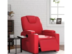 Poltrona| Poltrona Confortável | Poltrona reclinável elétrica couro artificial SHL708525 Vermelho