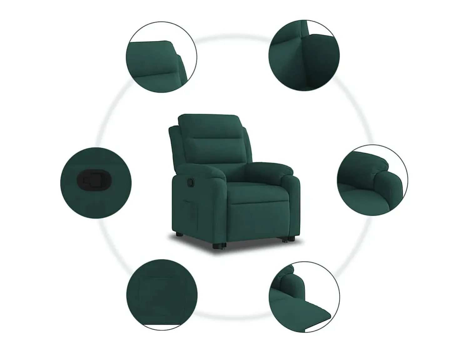 Poltrona| Poltrona Confortável | Poltrona reclinável elevatória veludo verde-escuro SHL271003 Verde pinho