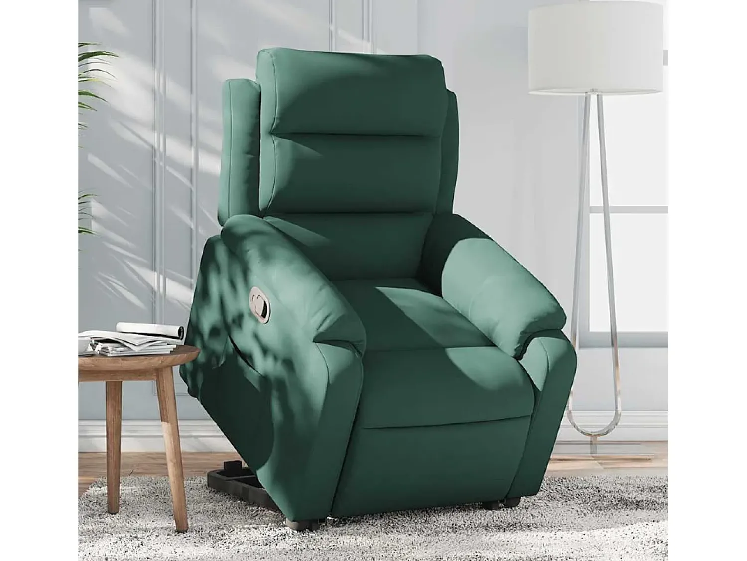 Poltrona| Poltrona Confortável | Poltrona reclinável elevatória veludo verde-escuro SHL271003 Verde pinho