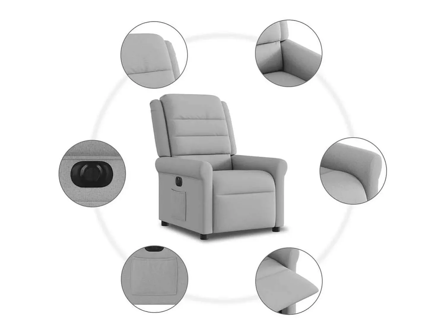 Poltrona| Poltrona Confortável | Poltrona reclinável elétrica tecido -nublado SHL830010 Cinzento