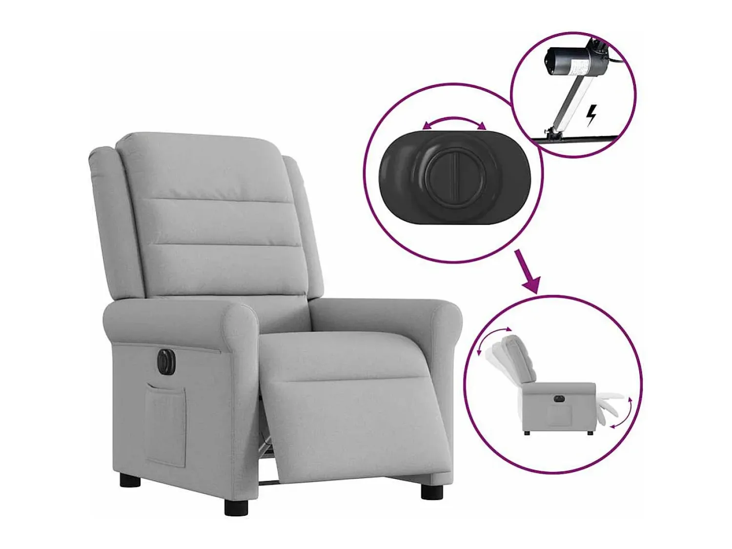 Poltrona| Poltrona Confortável | Poltrona reclinável elétrica tecido -nublado SHL830010 Cinzento
