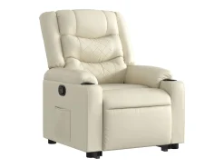 Outlet Poltrona Confortável | Poltrona reclinável elevatória couro artificial cor SHL157316 Creme