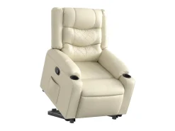Outlet Poltrona Confortável | Poltrona reclinável elevatória couro artificial cor SHL157316 Creme