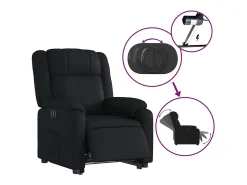Discount Poltrona Confortável | Poltrona reclinável elevatória elétrica couro artificial SHL534510 Preto