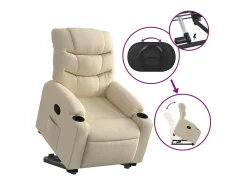 Clearance Poltrona Confortável | Poltrona reclinável elevatória tecido cor SHL479747 Creme