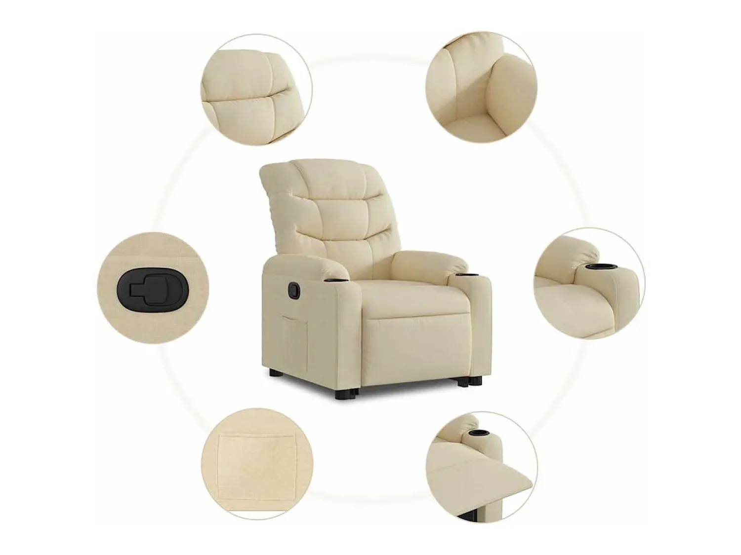Clearance Poltrona Confortável | Poltrona reclinável elevatória tecido cor SHL479747 Creme
