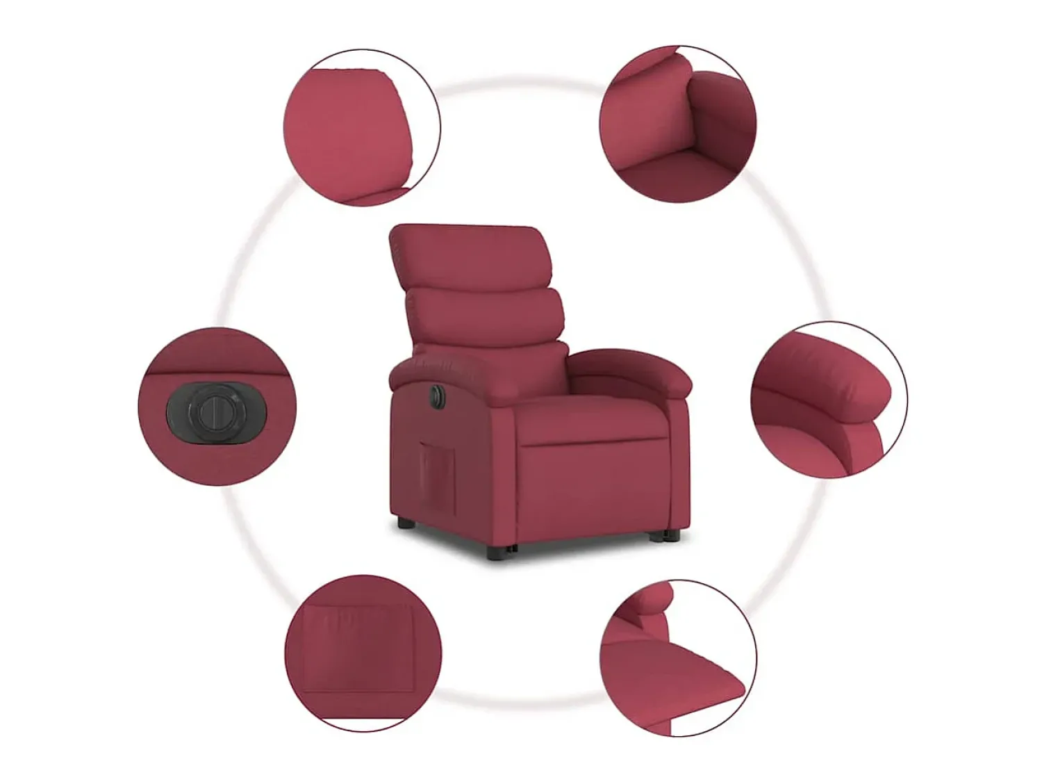 Poltrona| Poltrona Confortável | Poltrona reclinável elevatória elétrica tecido -tinto SHL493050 Vermelho