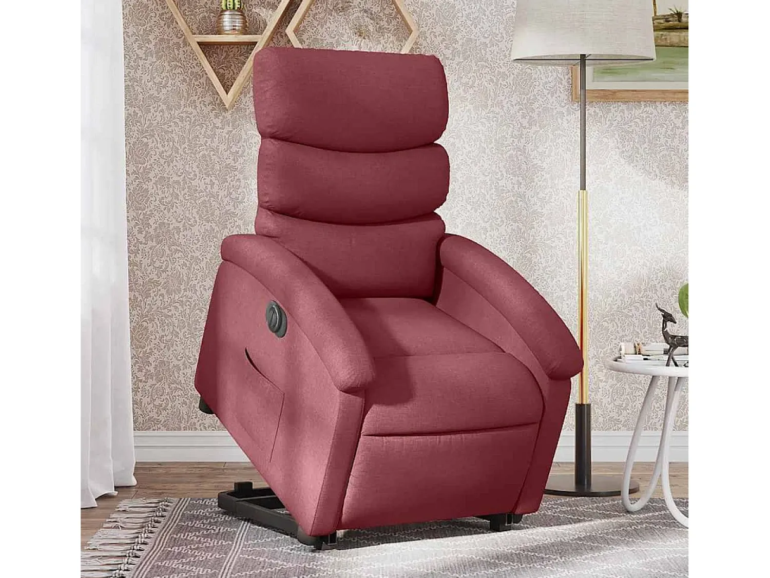 Poltrona| Poltrona Confortável | Poltrona reclinável elevatória elétrica tecido -tinto SHL493050 Vermelho
