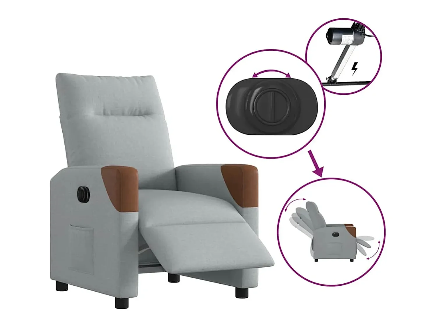 Poltrona* Poltrona Confortável | Poltrona reclinável elétrica tecido -claro SHL228858 Cinzento