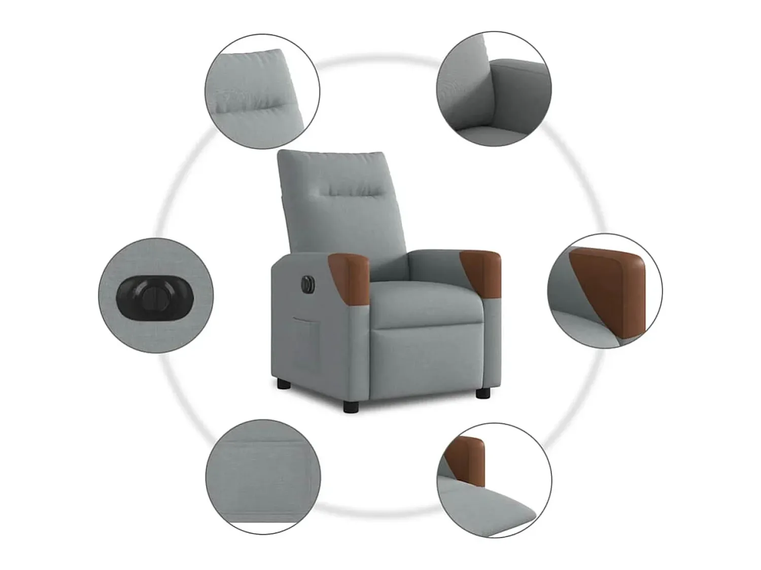 Poltrona* Poltrona Confortável | Poltrona reclinável elétrica tecido -claro SHL228858 Cinzento
