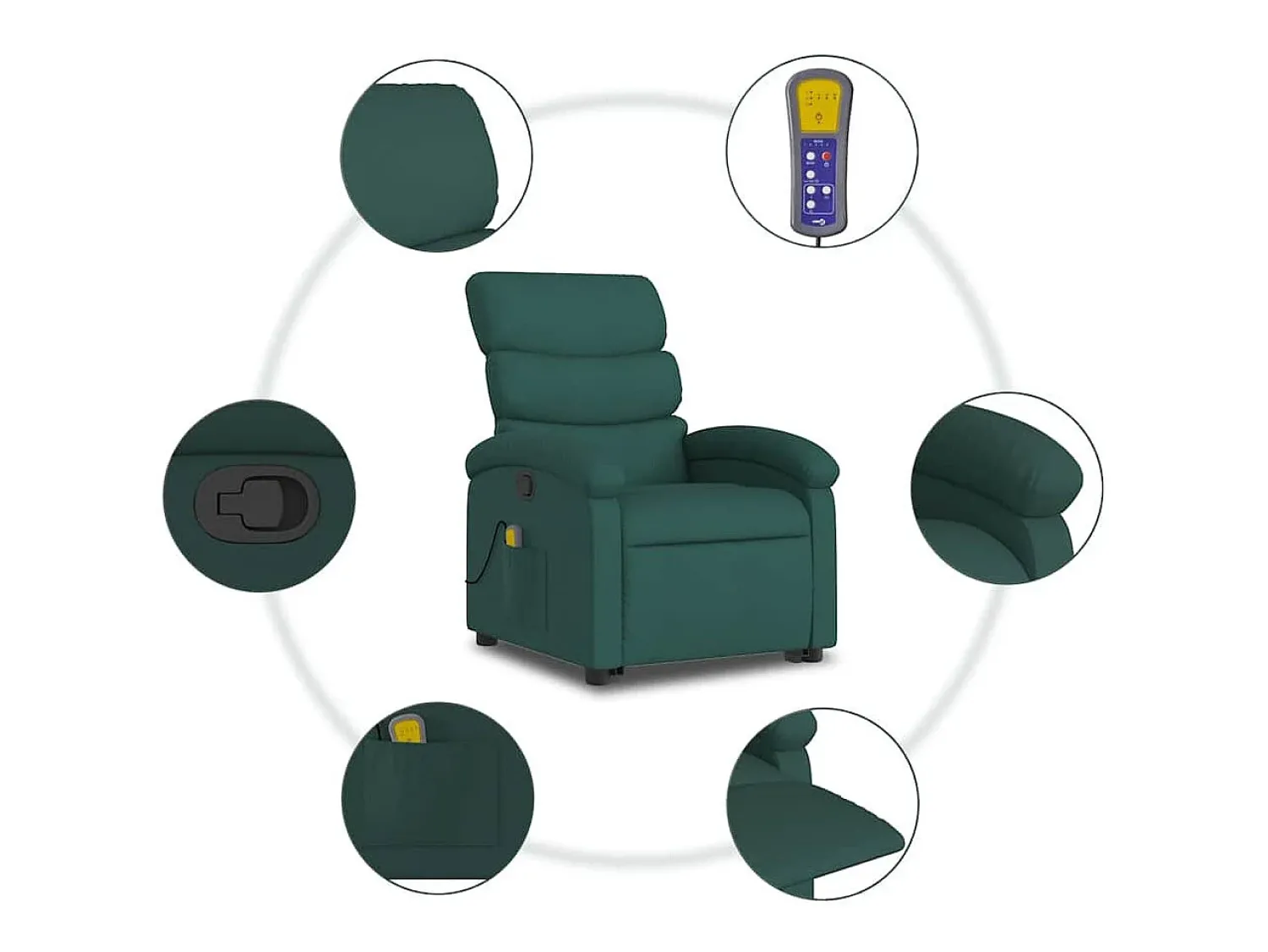 Poltrona* Poltrona Confortável | Poltrona reclinável elevatória de massagens tecido verde-escuro SHL692903 Verde pinho