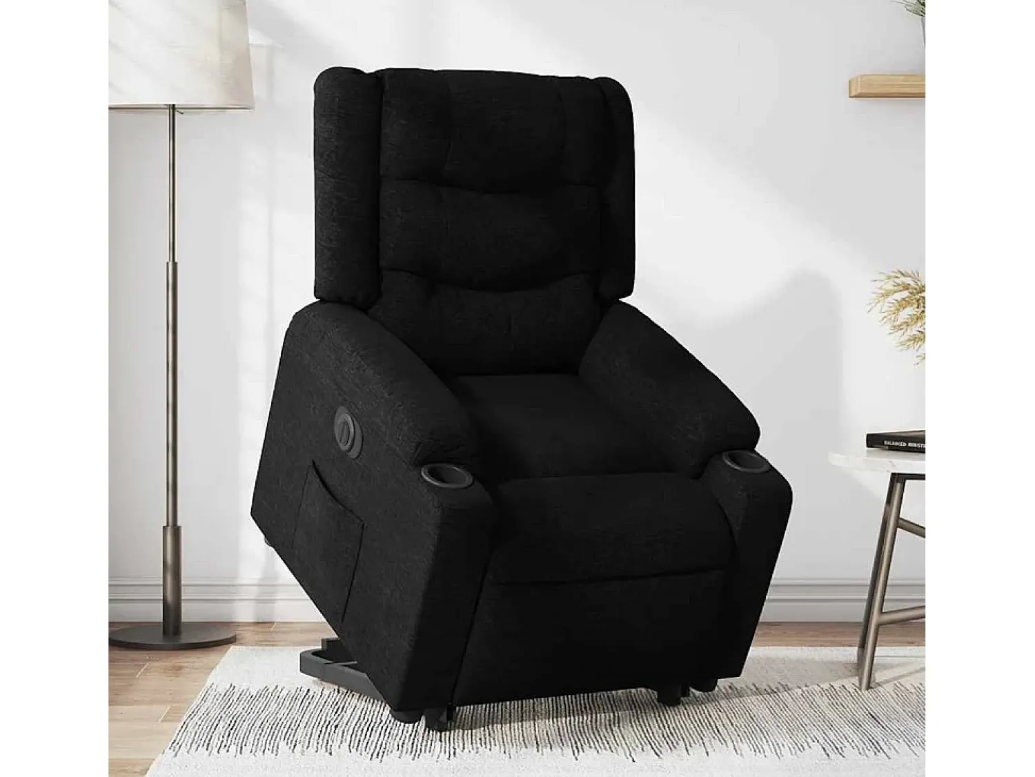 Poltrona* Poltrona Confortável | Poltrona reclinável elevatória elétrica tecido SHL3100 Preto