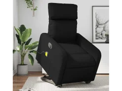 Poltrona| Poltrona Confortável | Poltrona reclinável elevatória elétrica couro artificial SHL980241 Preto