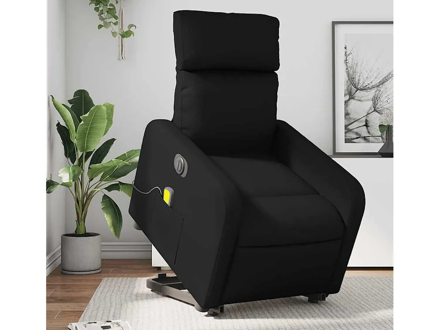 Poltrona| Poltrona Confortável | Poltrona reclinável elevatória elétrica couro artificial SHL980241 Preto