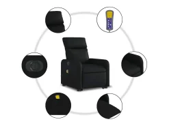 Poltrona| Poltrona Confortável | Poltrona reclinável elevatória elétrica couro artificial SHL980241 Preto