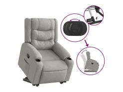 New Poltrona Confortável | Poltrona reclinável elevatória tecido -nublado SHL64287 Cinzento