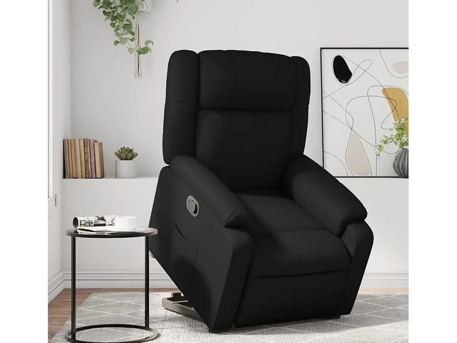 Poltrona| Poltrona Confortável | Poltrona reclinável elevatória couro artificial SHL149681 Preto