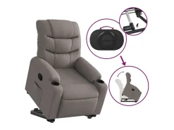 Clearance Poltrona Confortável | Poltrona reclinável elevatória tecido cinzento-acastanhado SHL217387 Taupe