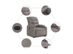 Clearance Poltrona Confortável | Poltrona reclinável elevatória tecido cinzento-acastanhado SHL217387 Taupe