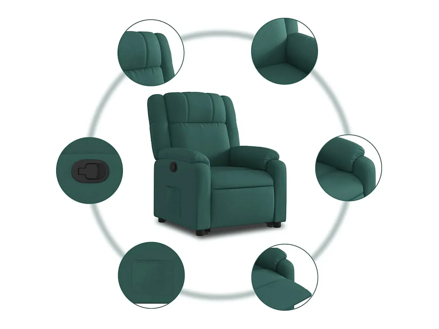 Poltrona* Poltrona Confortável | Poltrona reclinável elevatória tecido verde-escuro SHL825410 Verde pinho