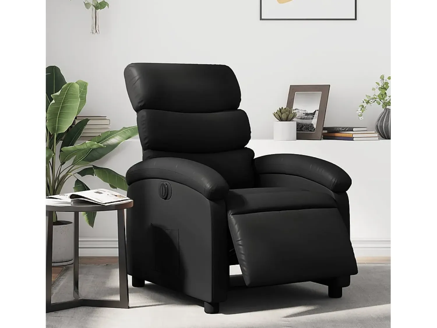 Poltrona| Poltrona Confortável | Poltrona reclinável elétrica couro artificial SHL365212 Preto