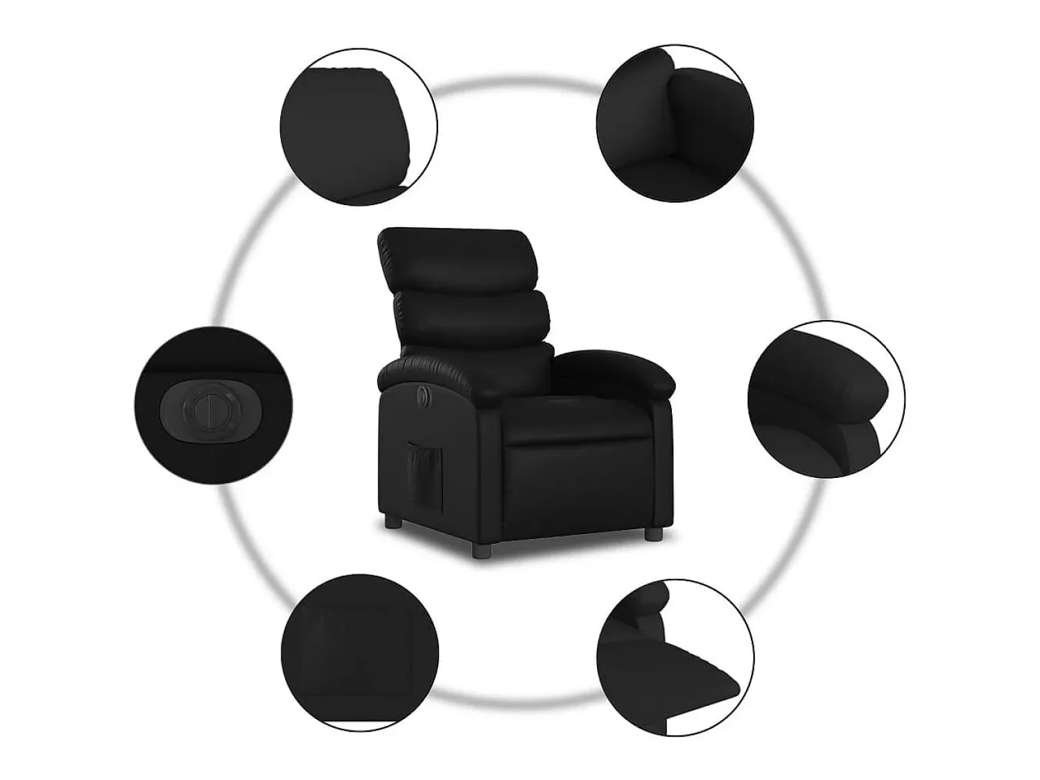 Poltrona| Poltrona Confortável | Poltrona reclinável elétrica couro artificial SHL365212 Preto