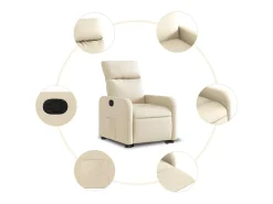 Poltrona* Poltrona Confortável | Poltrona reclinável elevatória tecido cor SHL782331 Creme