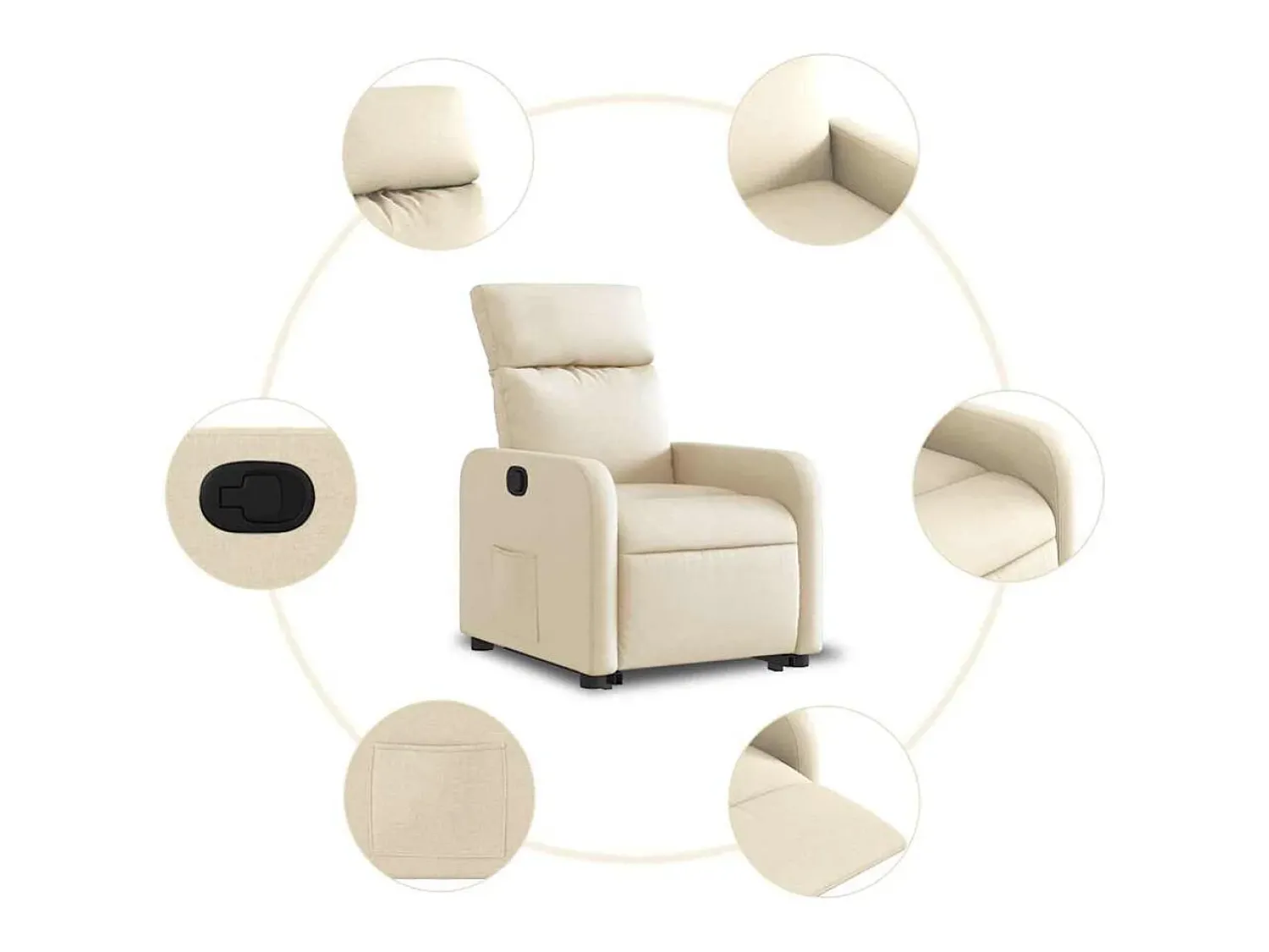Poltrona* Poltrona Confortável | Poltrona reclinável elevatória tecido cor SHL782331 Creme