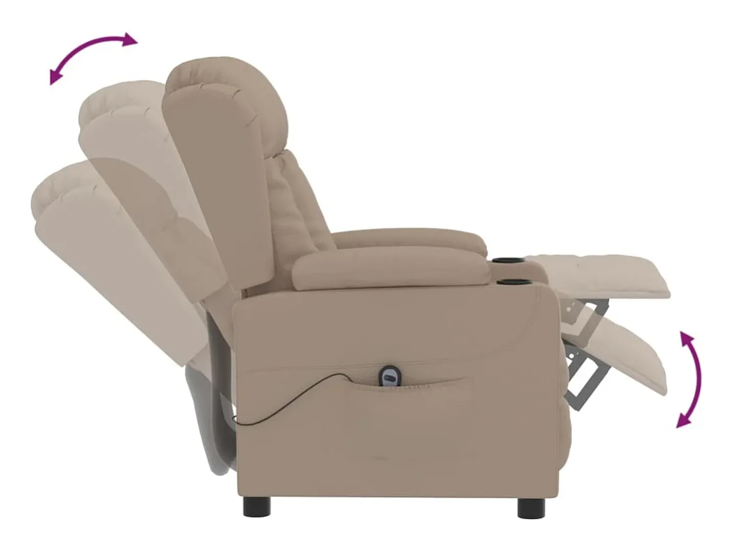 Hot Poltrona Confortável | Poltrona reclinável elétrica couro artificial cor cappuccino SHL87080 Castanho