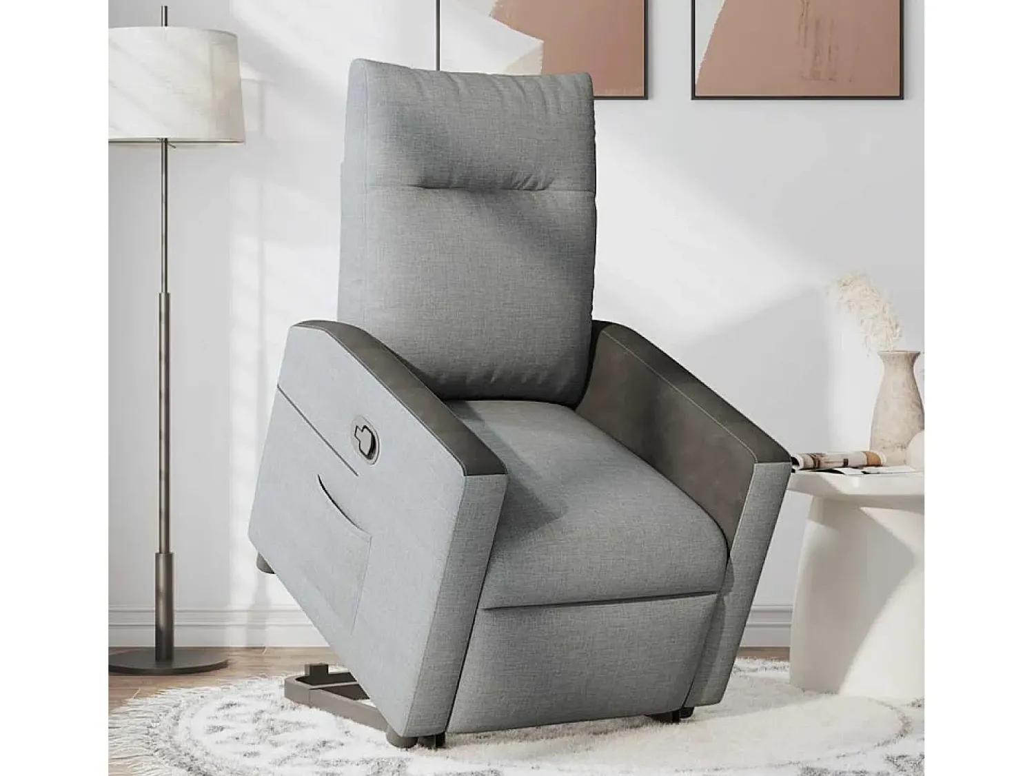 Poltrona| Poltrona Confortável | Poltrona reclinável elevatória tecido -claro SHL68905 Cinzento