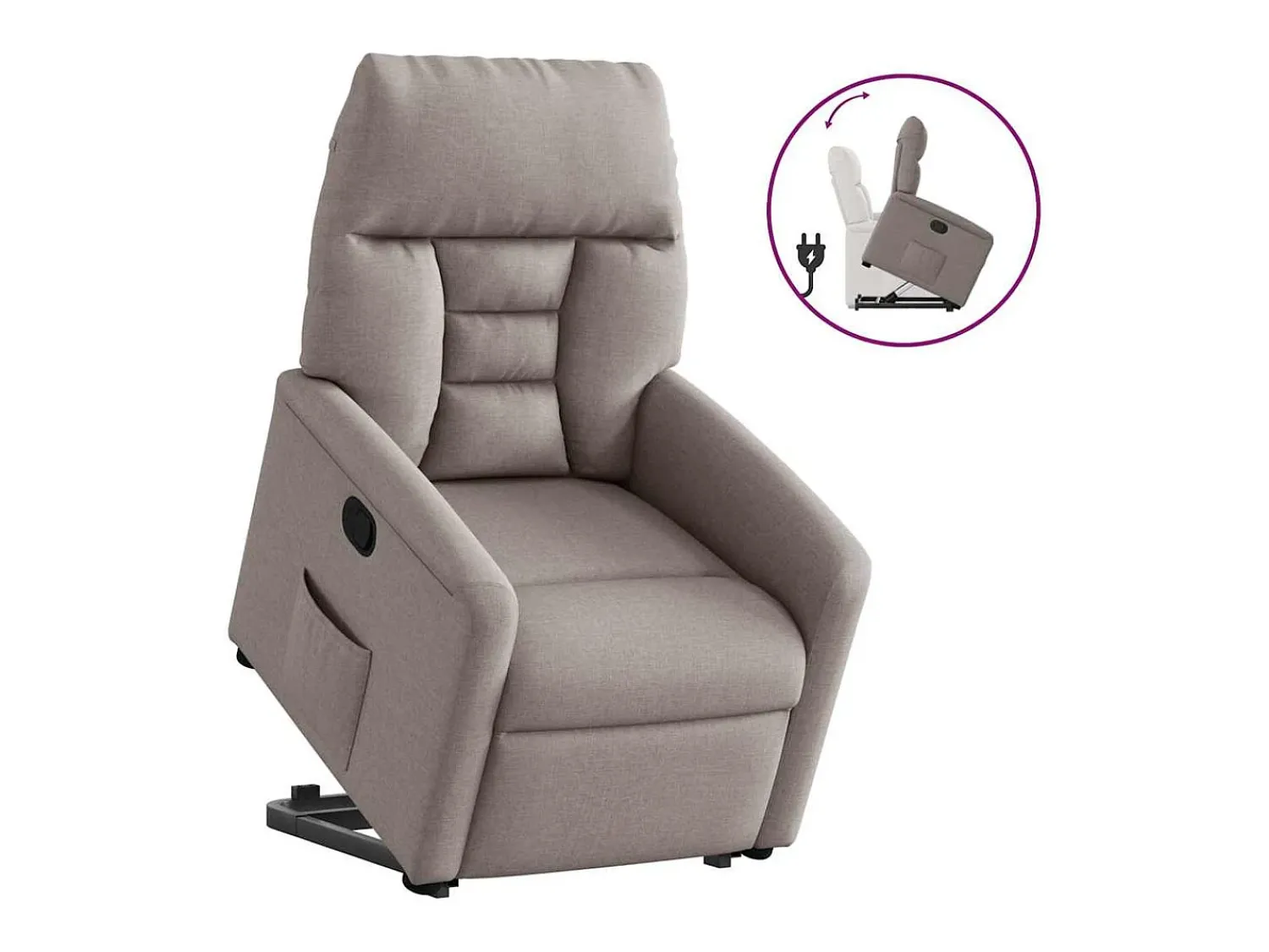 Poltrona* Poltrona Confortável | Poltrona reclinável elevatória tecido cinzento-acastanhado SHL609083 Taupe