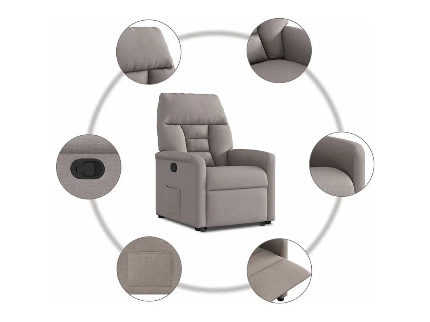 Poltrona* Poltrona Confortável | Poltrona reclinável elevatória tecido cinzento-acastanhado SHL609083 Taupe