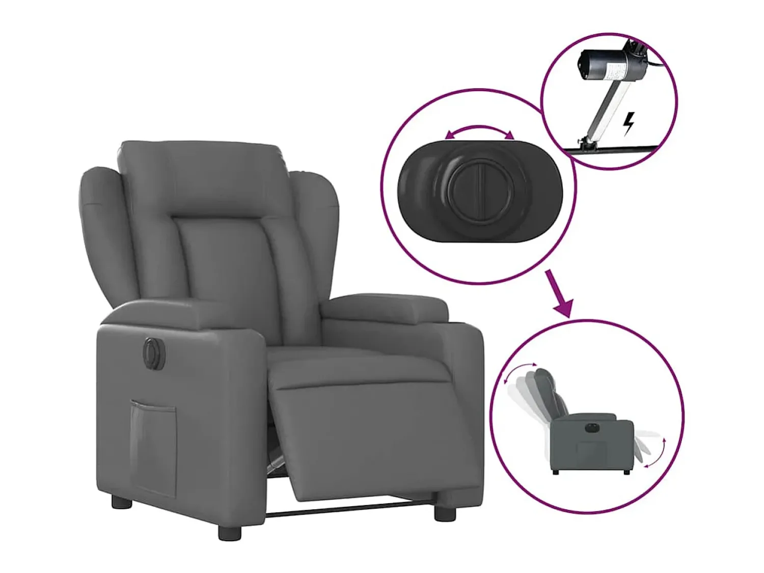 Poltrona Confortável | Poltrona reclinável elétrica couro artificial SHL359026^ Poltrona