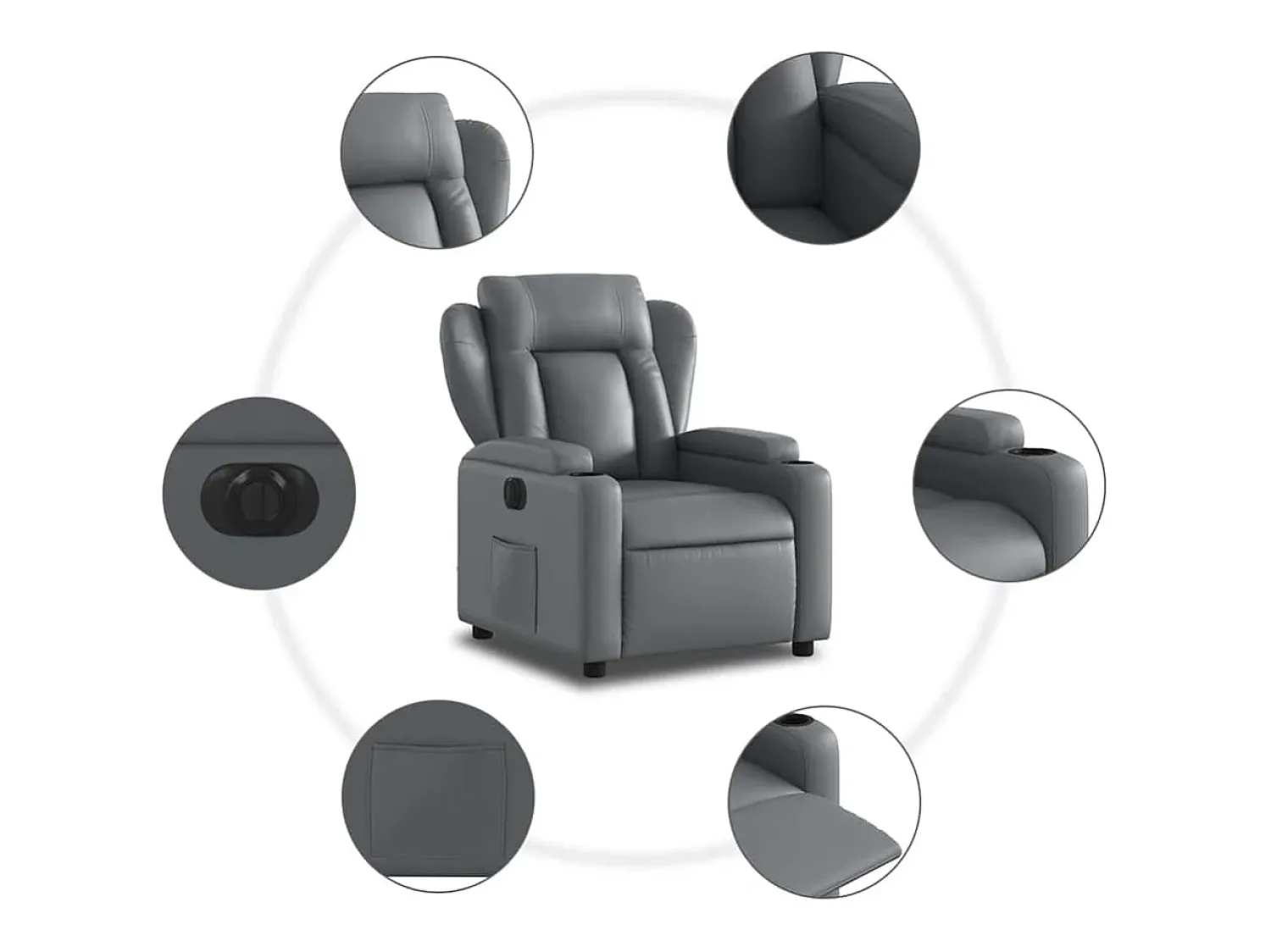 Poltrona Confortável | Poltrona reclinável elétrica couro artificial SHL359026^ Poltrona