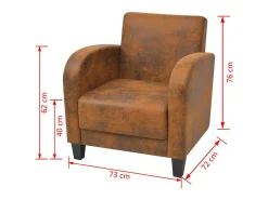 Poltrona| Poltrona Confortável em camurça artificial SHL131456 Castanho