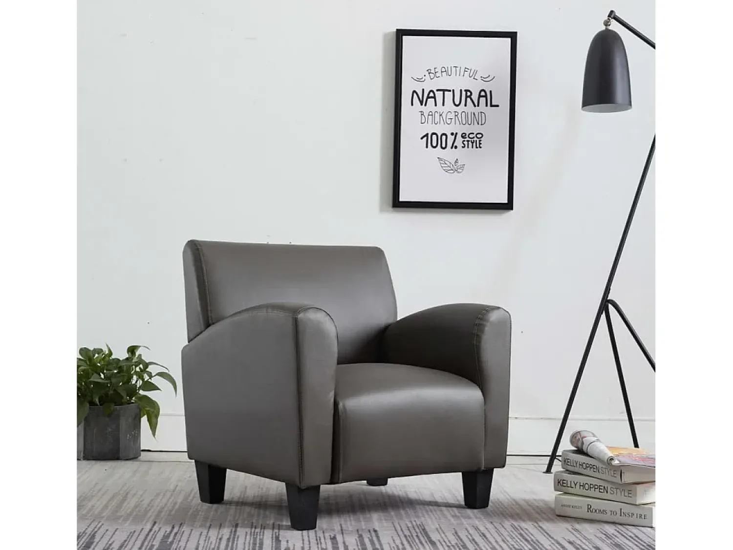Poltrona| Poltrona Confortável em couro artificial SHL279780 Cinzento