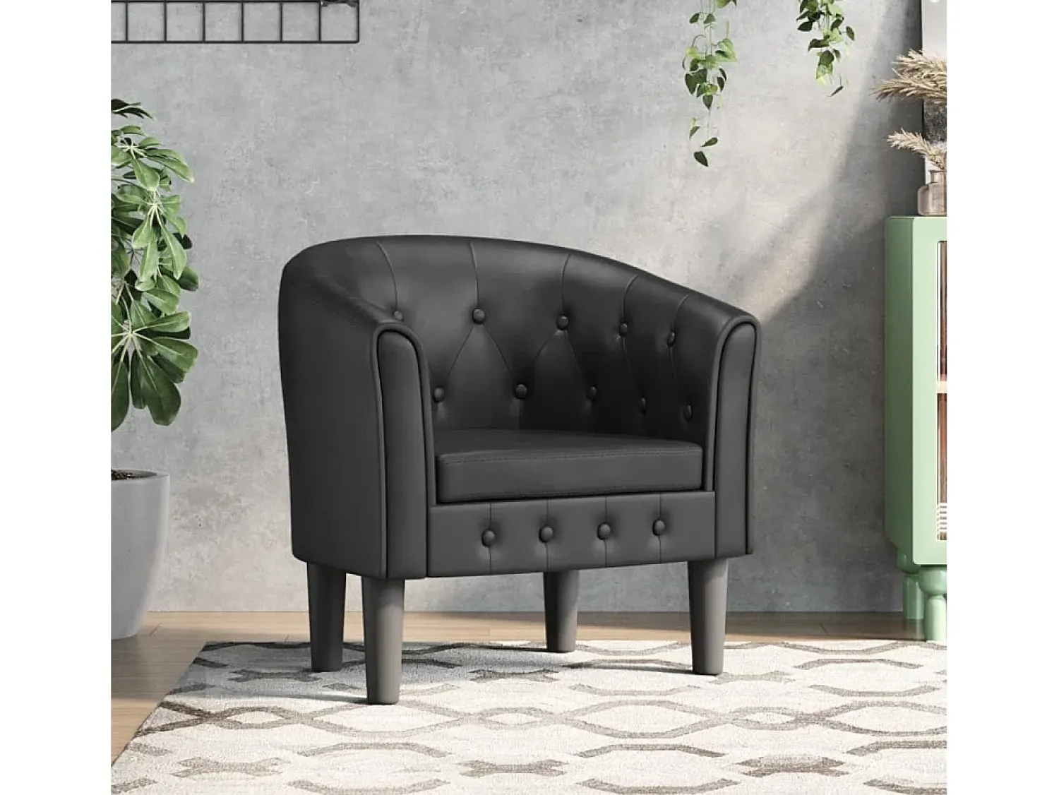 Hot Poltrona Confortável em couro artificial SHL936060 Preto