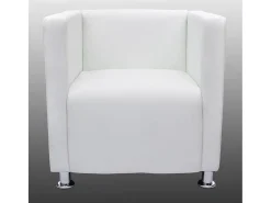 Poltrona| Poltrona Confortável em forma de cubo couro artificial SHL903660 Branco