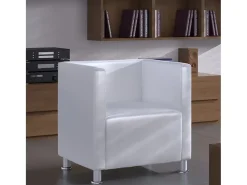 Poltrona| Poltrona Confortável em forma de cubo couro artificial SHL903660 Branco