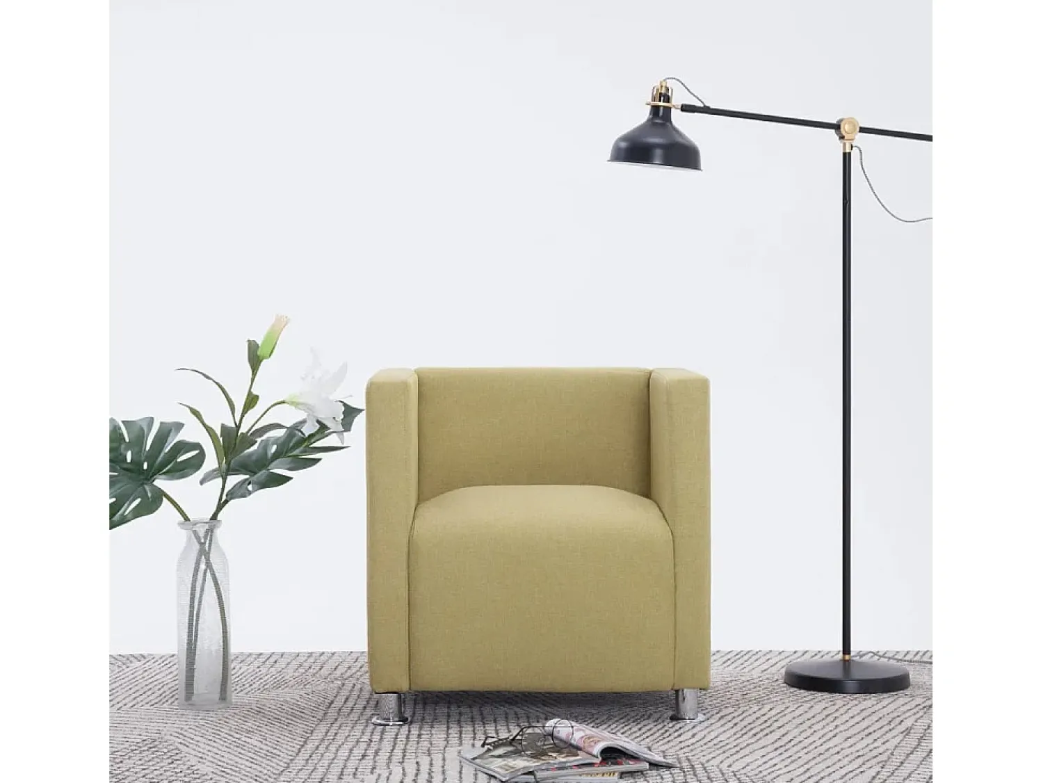 Poltrona| Poltrona Confortável em forma de cubo tecido SHL527558 Verde