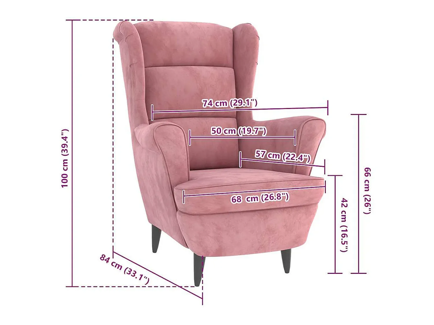 Discount Poltrona Confortável em veludo cor-de- SHL229186 Rosa